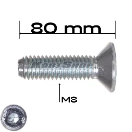 Countersunk bolt, M8 x 80 mm